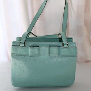 Kate Spade Aqua Leather Faux Ostrich Handbag with Dust Bag, Like New!